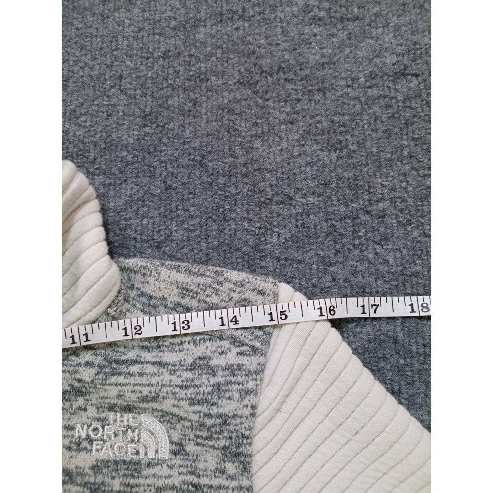 The North Face Women's Small Full Zip Jacket Gray White Ribbed Knit Stain S - Picture 5 of 8